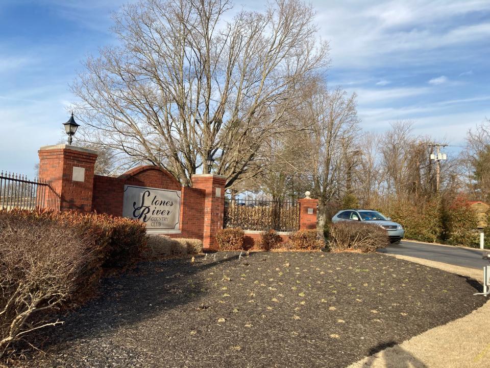 This sign sits at the entrance of Stones River County Club Tuesday (Feb. 7, 2023) off Northwest Broad Street in Murfreesboro.