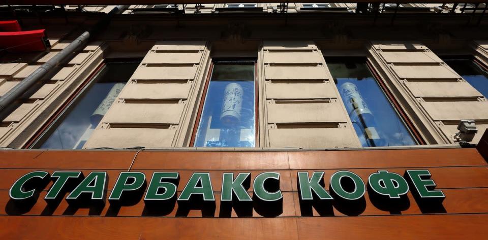 A Starbucks Coffee shop sign in Moscow, Russia before the war (Dave Thompson/PA) (PA Archive)