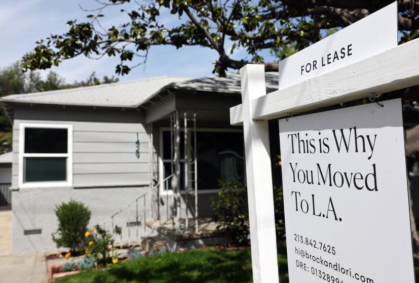 LOS ANGELES, CALIFORNIA - MARCH 15: A "For Lease" sign is posted in front of a house available for rent on March 15, 2022 in Los Angeles, California. Single-family rental home prices are soaring and increased a record 12.6 percent in January compared to the previous year, according to new data from CoreLogic. (Photo by Mario Tama/Getty Images)