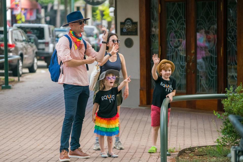 Downtown Lafayette's inaugural pride parade travels down Jefferson Street in celebration of Pride Month on Saturday, June 6, 2022.