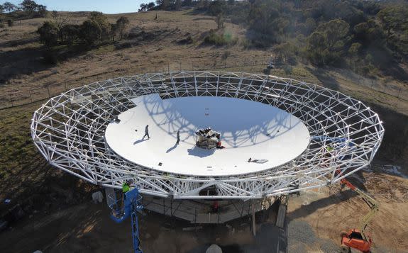 DSS36's dish on-ground under-construction.