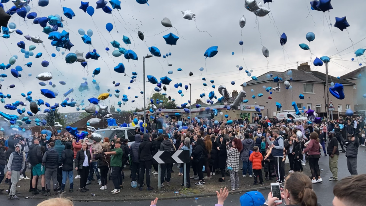 Hundreds of people release balloons in memory of Ellis Lockley