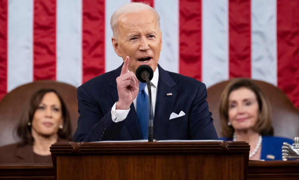 President Joe Biden delivers his first State of the Union address in Washington, D.C., on March 1, 2022.