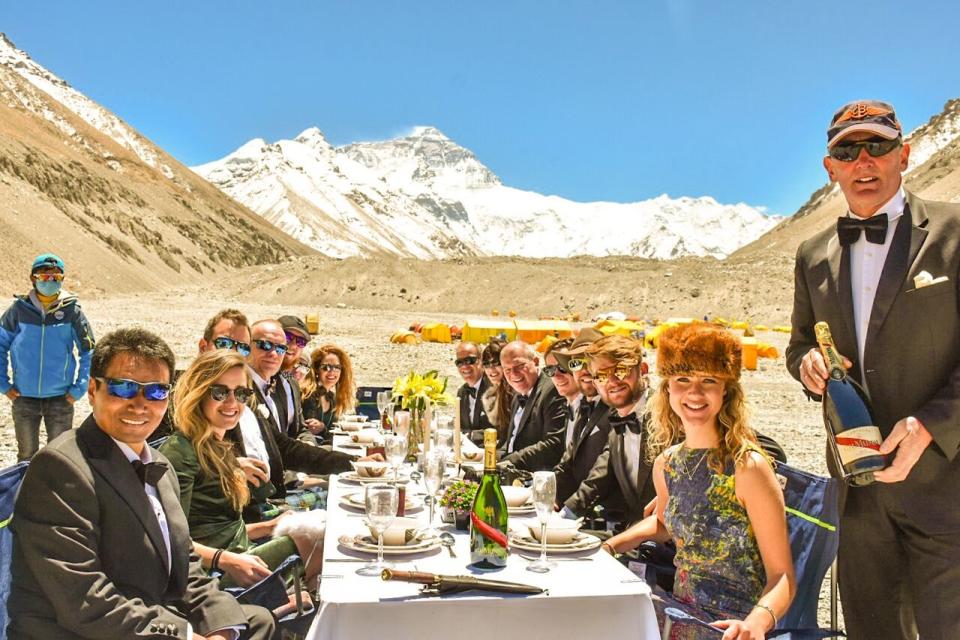 The World's Highest Dinner Party: a team led by Neil Laughton climbed Mount Everest's North Col in 2018.