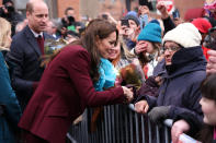 <p>Kate braved the cold (sans jacket!) to greet the crowd that gathered to meet her. </p>