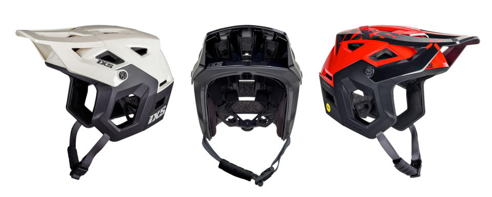 iXS Trigger X MIPS lightweight open three-quarter shell enduro mountain bike helmet, colros: white, black, or red