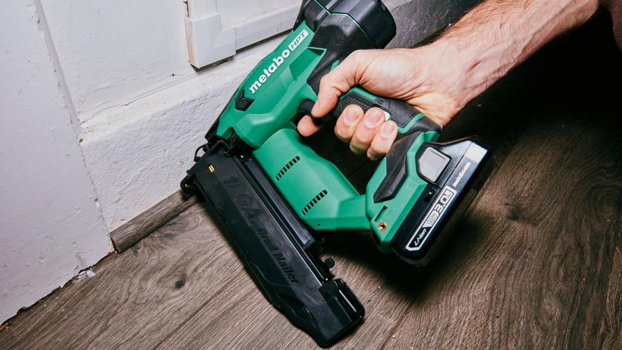 metabo nail gun in use