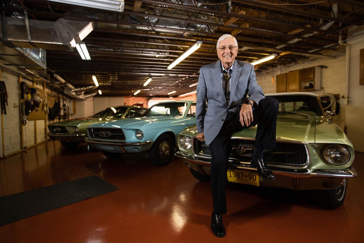 Garrey Carruthers, former New Mexico governor and former New Mexico State University chancellor, is retired now. One of his hobbies is collecting cars and has three 1967 Mustangs in his garage at his Las Cruces home. Pictured Thursday, Dec. 16, 2021.