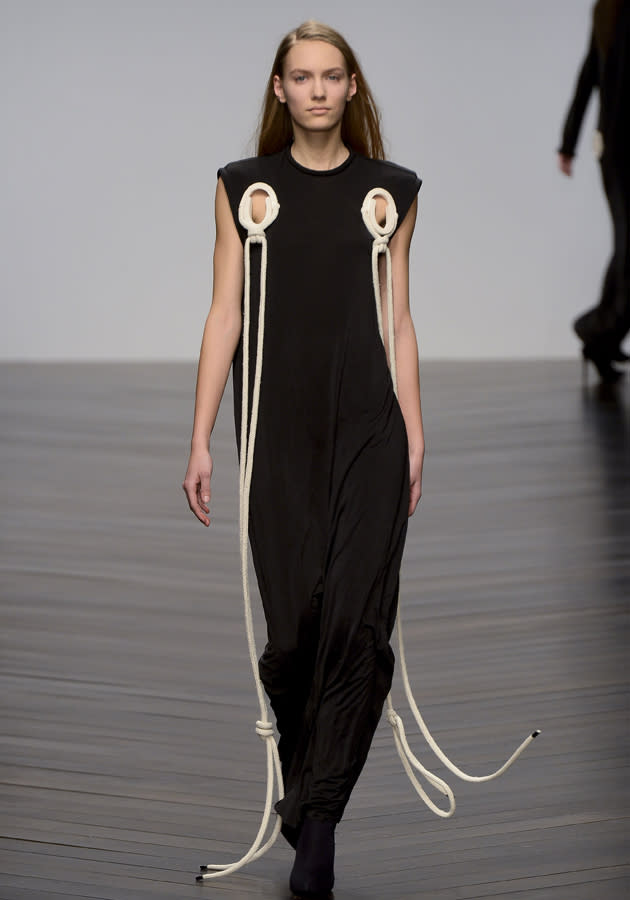 <b>London Fashion Week AW13: Central St Martins MA</b><br><br>Rope keyholes on this maxi dress was a bizarre take on the cut-out trend.<br><br>© Getty