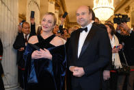 Italian Premier Giorgia Meloni, left, attends La Scala’s gala premiere in Milan, Wednesday Dec. 7, 2022. Italy’s most famous opera house, Teatro alla Scala, opens its new season Wednesday with the Russian opera “Boris Godunov,” a selection that sparked Ukrainian protests of the cultural event serving as a propaganda win for the Kremlin against the backdrop of Russia’s invasion of Ukraine. (Gian Mattia D'Alberto/LaPresse via AP)