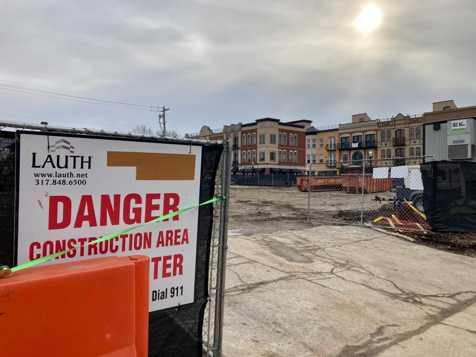 Early construction work is ongoing at the First on Main site at Main Street and Range Line Road in the Carmel Arts & Design District pictured Thursday, January 13, 2022.