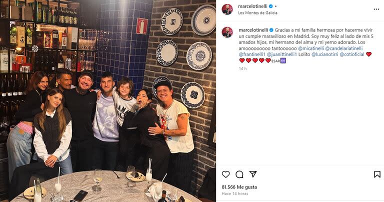 Tinelli pasó su cumpleaños en Madrid