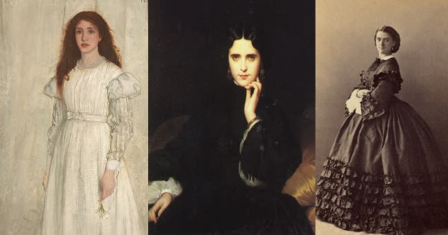 De izquierda a derecha las tres mujeres que se señalan como posibles modelos del cuadro ‘El origen del mundo’ de Gustave Courbet: Joanna Hiffernan, Jeanne Detourbay y Constance Quéniaux (imágenes vía Wikimedia commons)