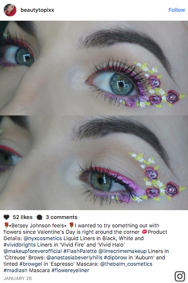 Makeup artists on Instagram have been drawing little flowers along their lash lines to create floral eyeliner.