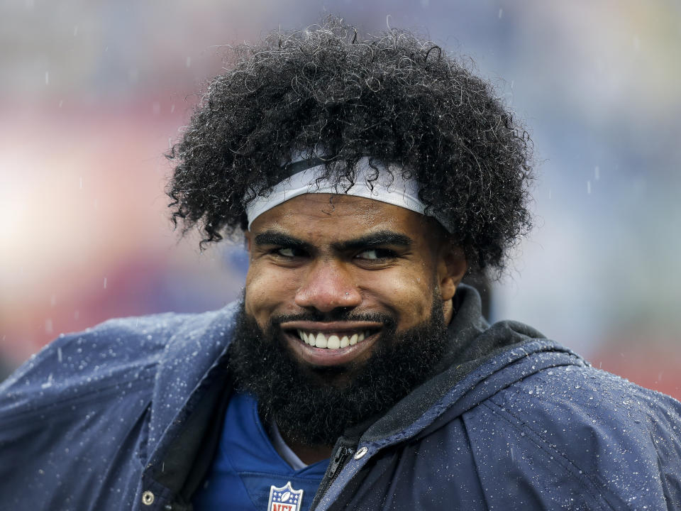 ORLANDO, FL - JANUARY 27: Runningback Ezekiel Elliott #21 of the Dallas Cowboys from the NFC Team on the sidelines during the NFL Pro Bowl Game at Camping World Stadium on January 27, 2019 in Orlando, Florida. The AFC defeated the NFC 26 to 7. (Photo by Don Juan Moore/Getty Images)