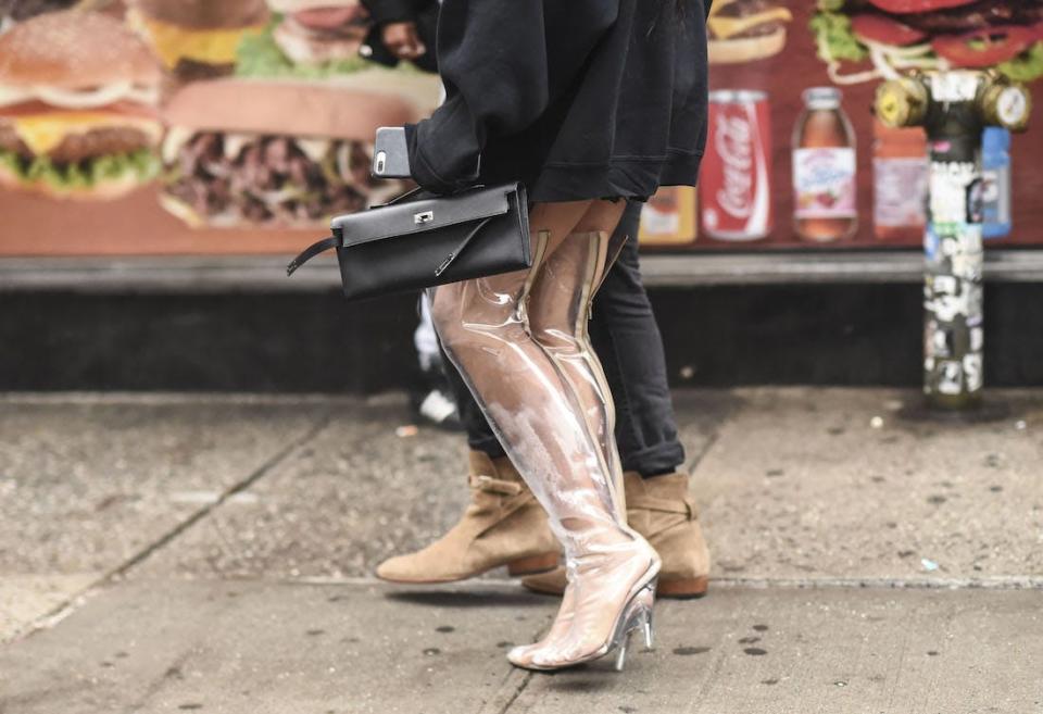 plastic boots street style