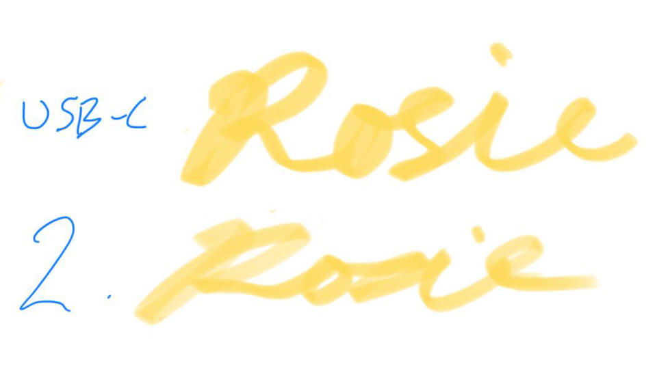 Rosie written with the Apple Pencil USB-C and the Apple Pencil 2