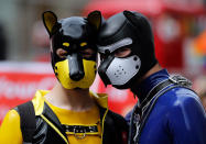 <p>Revelers enjoy the Pride London Parade in London, Saturday, July 8, 2017. (Photo: Frank Augstein/AP) </p>