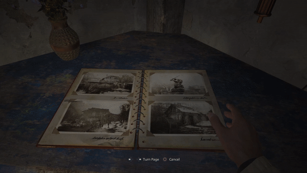 Game protagonist Ethan Winters explores a house in "Resident Evil Village." (Gameplay GIF, Capcom)