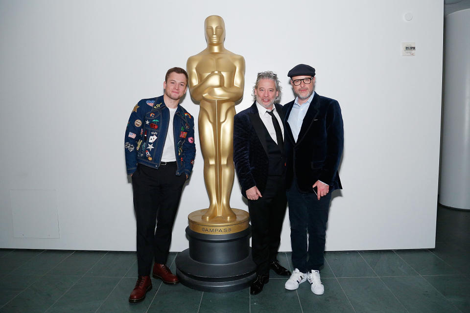 NEW YORK, NY - MAY 29:  (L-R) Actor Taron Egerton, director Dexter Fletcher and producer Matthew Vaughn attend The Academy of Motion Picture Arts and Sciences official screening of "Rocketman" at the MoMA, Celeste Bartos Theater on May 29, 2019 in New York City.  (Photo by Lars Niki/Getty Images for The Academy Of Motion Picture Arts & Sciences)