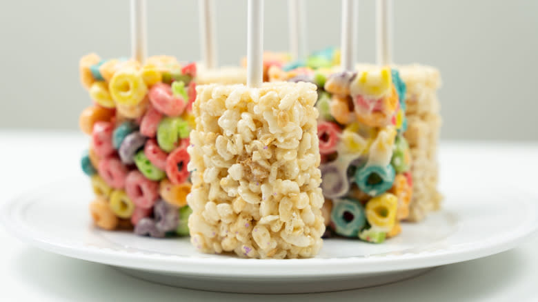 Marshmallow treats on sticks