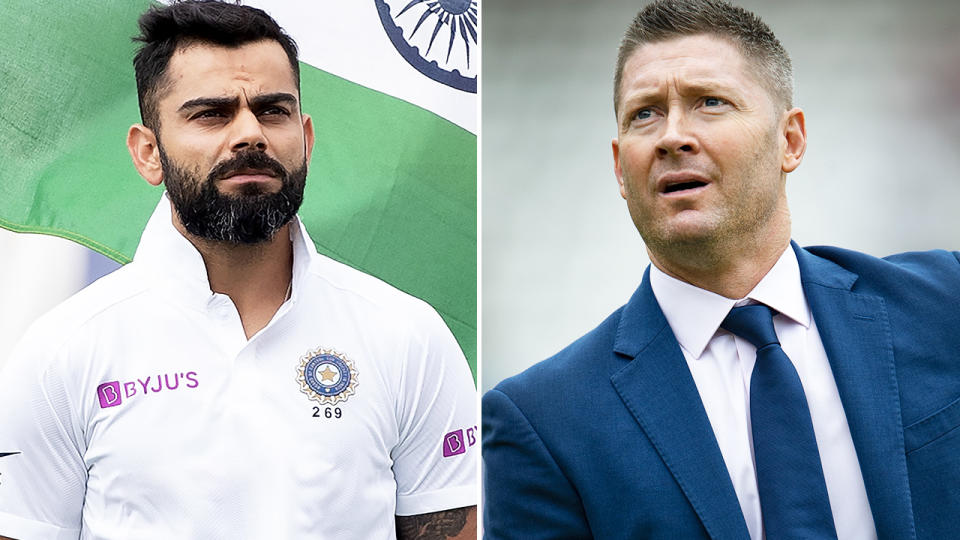 Michael Clarke and Virat Kohli, pictured here on the cricket field.