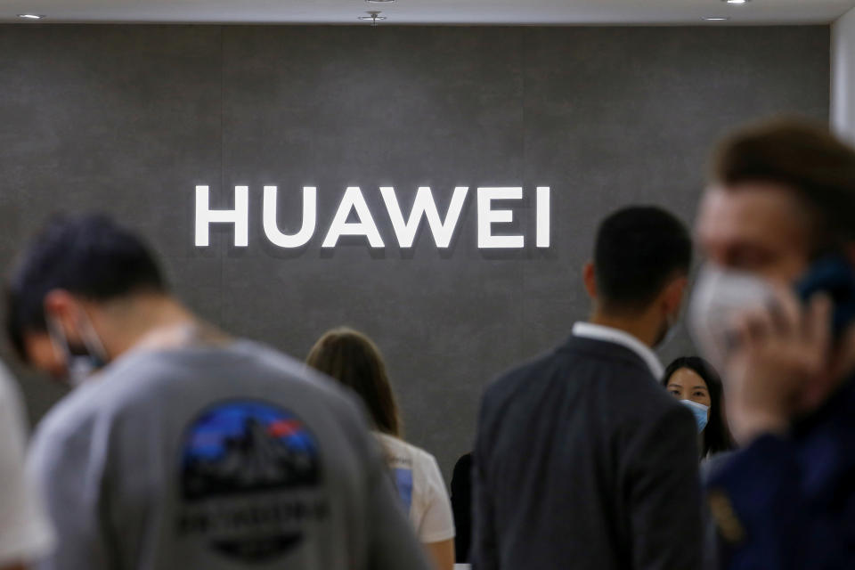 The Huawei logo is seen at the IFA consumer technology fair, amid the coronavirus disease (COVID-19) outbreak, in Berlin, Germany September 3, 2020.  (Michele Tantussi/Reuters)