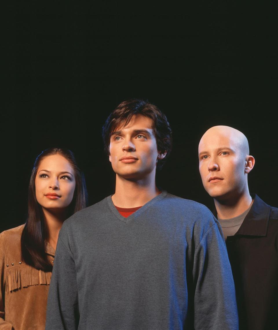 "Smallville" cast members Kristin Kruek, Tom Welling, center, and Michael Rosenbaum.