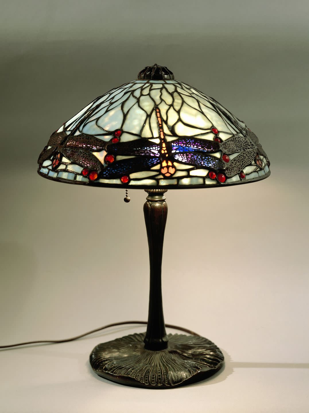 dragonfly lamp with opal glass polychrome