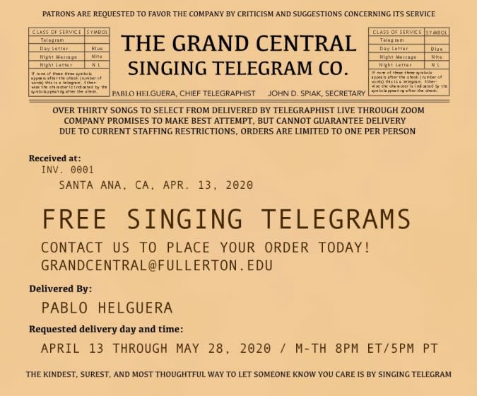 Pablo Helguera: The Grand Central Singing Telegram Co.