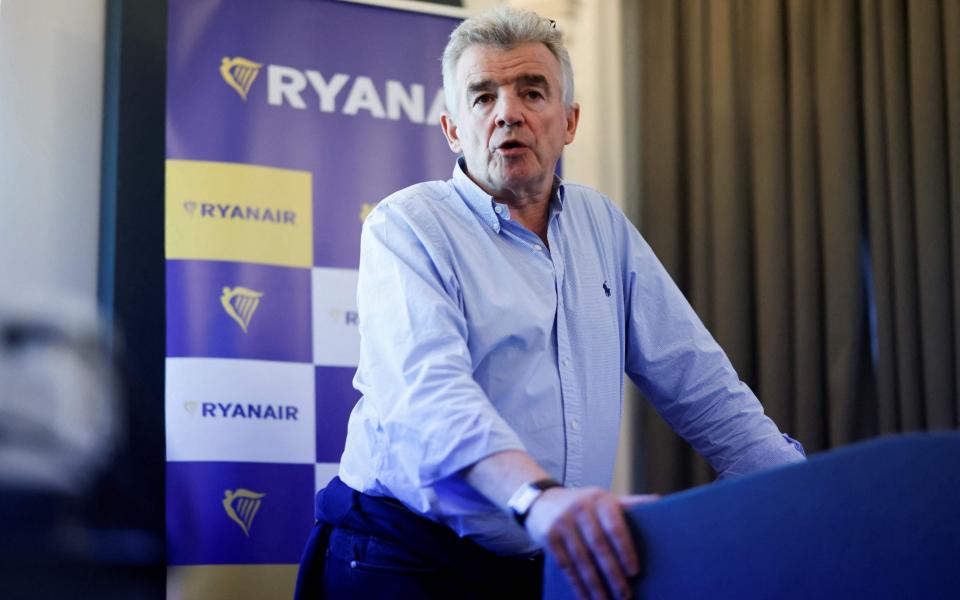 CEO of the low coast aireline Ryanair Michael O Leary speaks during a press conference, in London, on March 2, 2022 announcuing the 14 new routes from the three London airports. (Photo by Tolga Akmen / AFP) (Photo by TOLGA AKMEN/AFP via Getty Images) - TOLGA AKMEN/AFP