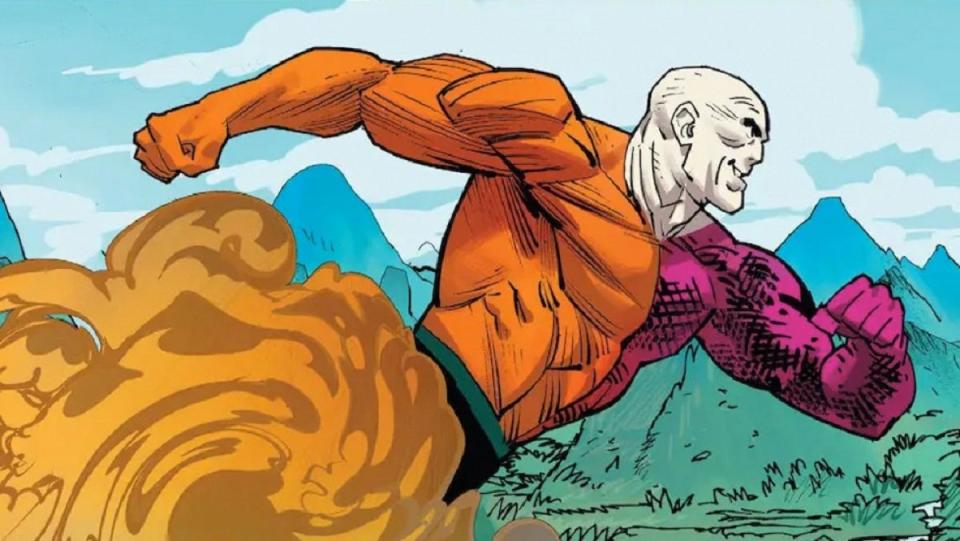 Metamorpho turns into gas, allowing him to fly. 