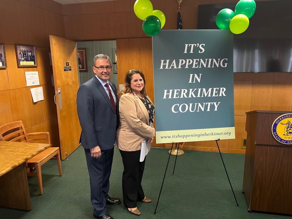 Herkimer County Legislative Chairman Jim Bono and the newly announced Community Development Director Deborah Kessler