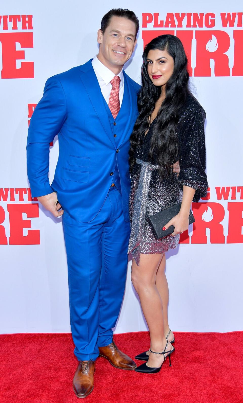 John Cena and Shay Shariatzadeh attend the Paramount Pictures' "Playing with Fire" US Premiere at AMC Lincoln Square Theater on October 26, 2019 in New York, New York