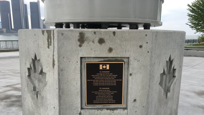 Old national anthem engraved on Great Canadian Flag base intentional, say organizers