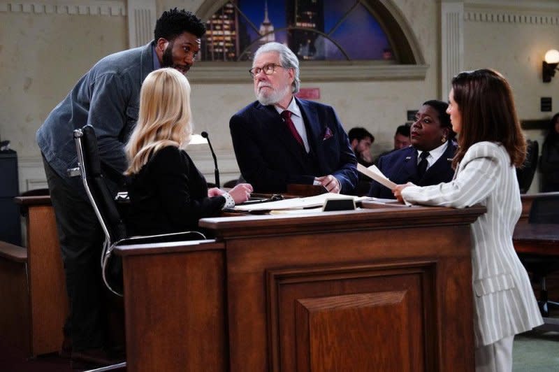 From left to right, Nyambi Nyambi, Melissa Rauch, John Larroquette and India de Beaufort star in "Night Court." Photo courtesy of NBC