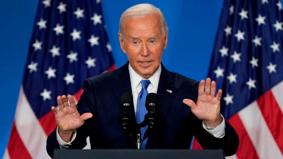 PHOTO: President Joe Biden speaks at a news conference following the NATO Summit in Washington, July 11, 2024.  (Matt Rourke/AP)