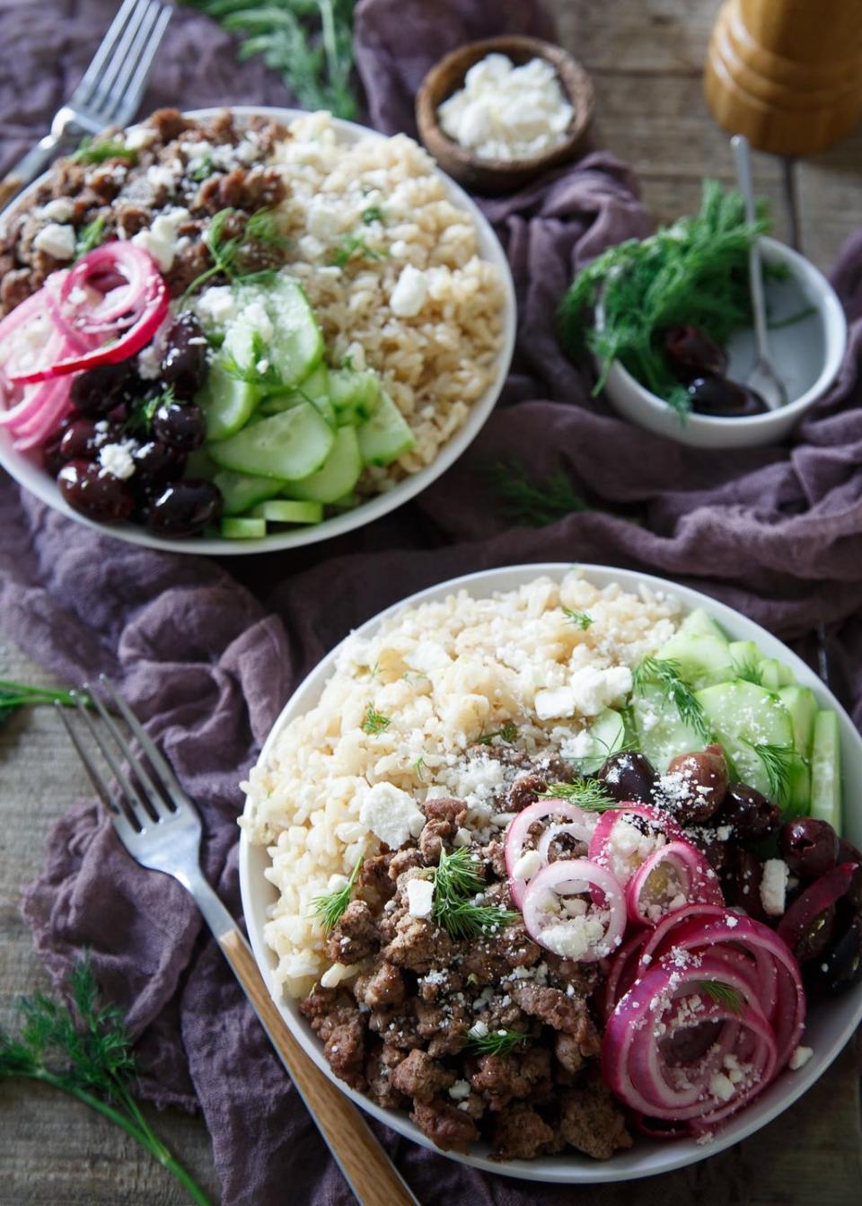 Greek Brown Rice Bowls