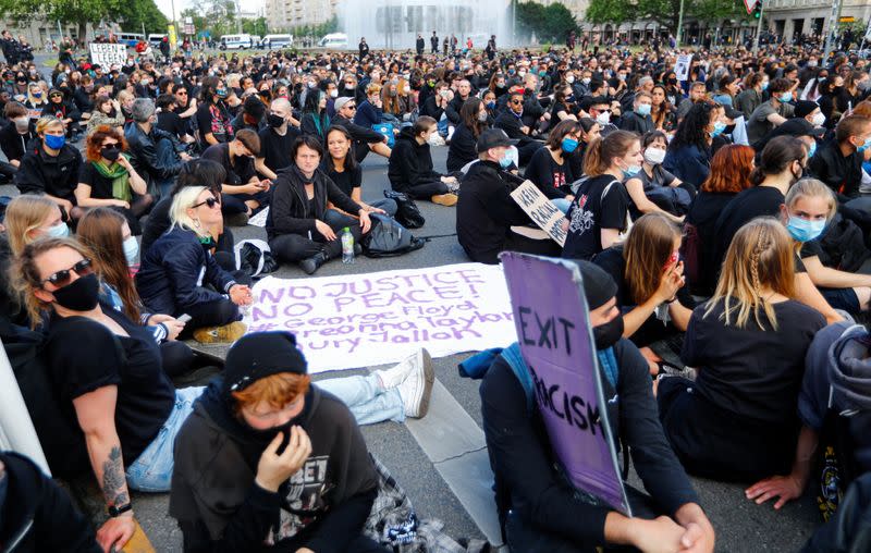 Protest against police brutality and racial inequality in the aftermath of the death in Minneapolis police custody of George Floyd, in Berlin