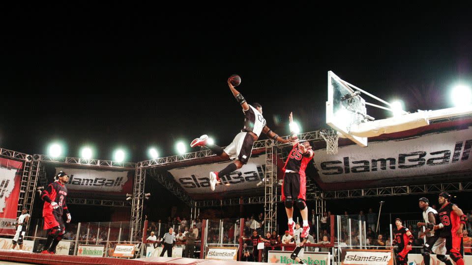 With incredible dunks like George Byrd's on Kevin Cassidy, SlamBall has huge viral potential. - Pat Ecclesine