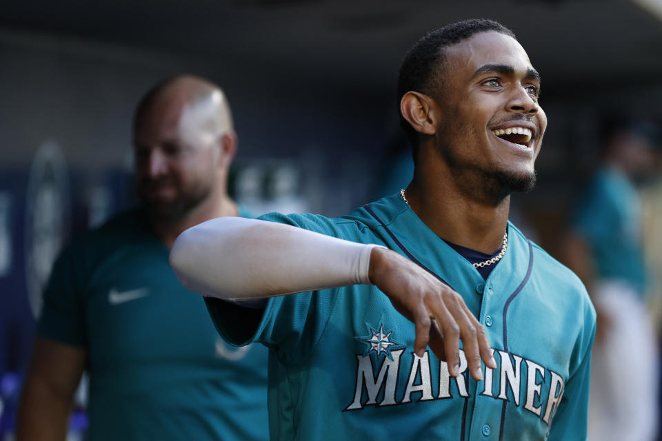 Mariners rookie Julio Rodriguez, at 21 years old, is the youngest player on an MLB All-Star roster. (Photo by Steph Chambers/Getty Images)