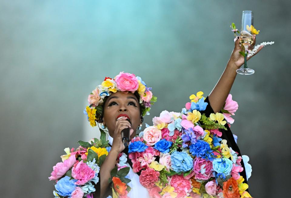 Janelle Monáe performs during the Hoosier Cosmic Celebration at Memorial Stadium on Monday, April 8, 2024.