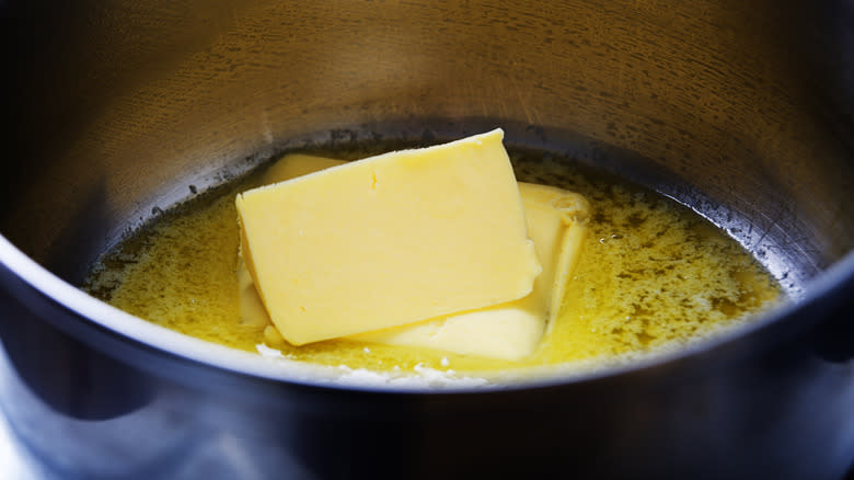 butter melting in pot