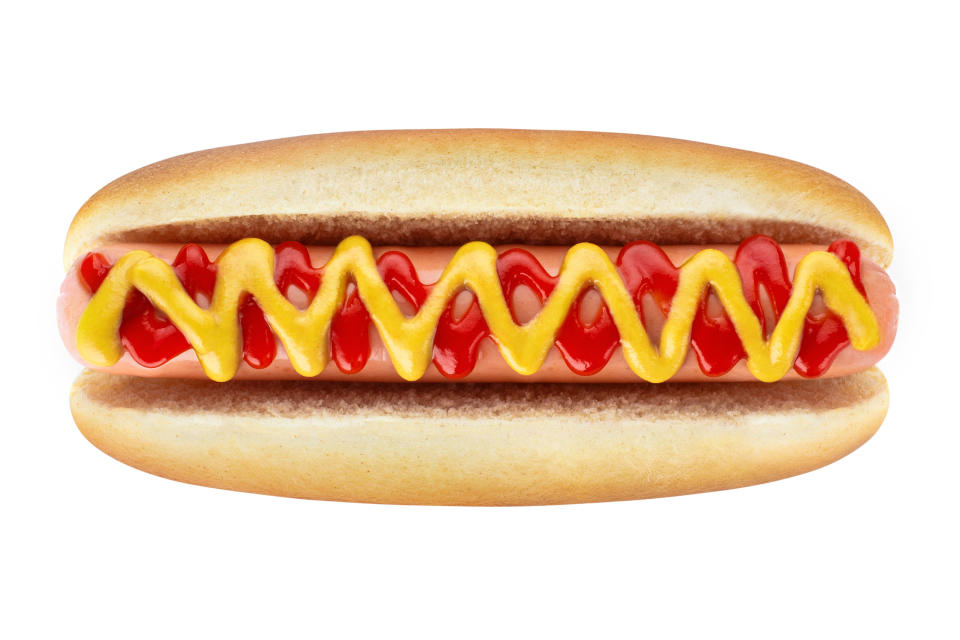 Delicious hot dog, isolated on white background