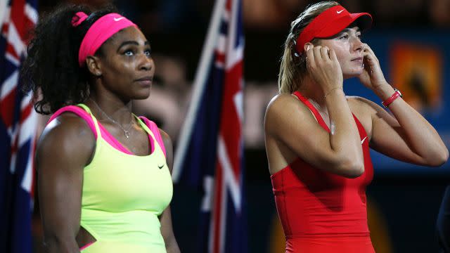 Serena and Sharapova. Image: Getty