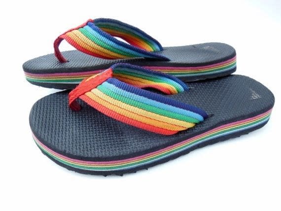 Rainbow flip-flops