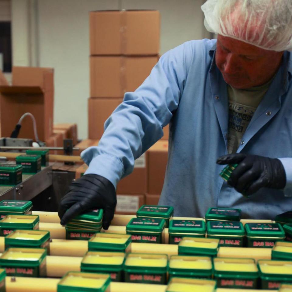 9,000 tins of Bag Balm are produced every day in the Vermont factory. Bag Balm