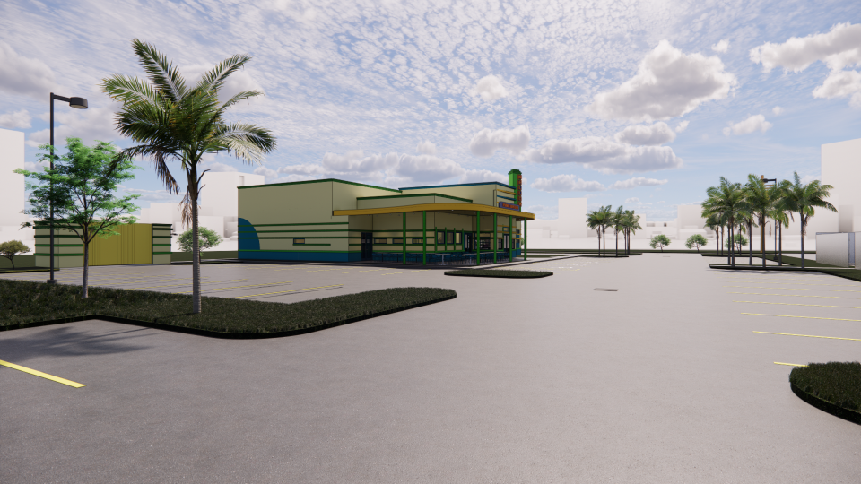 An artist's rendering of Cape Coral's planned Mellow Mushroom. The restaurant is expected to open in May 2024.