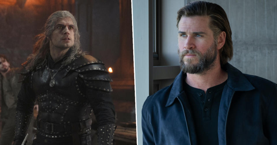 Henry Cavill in The Witcher / Liam Hemsworth in Poker Face