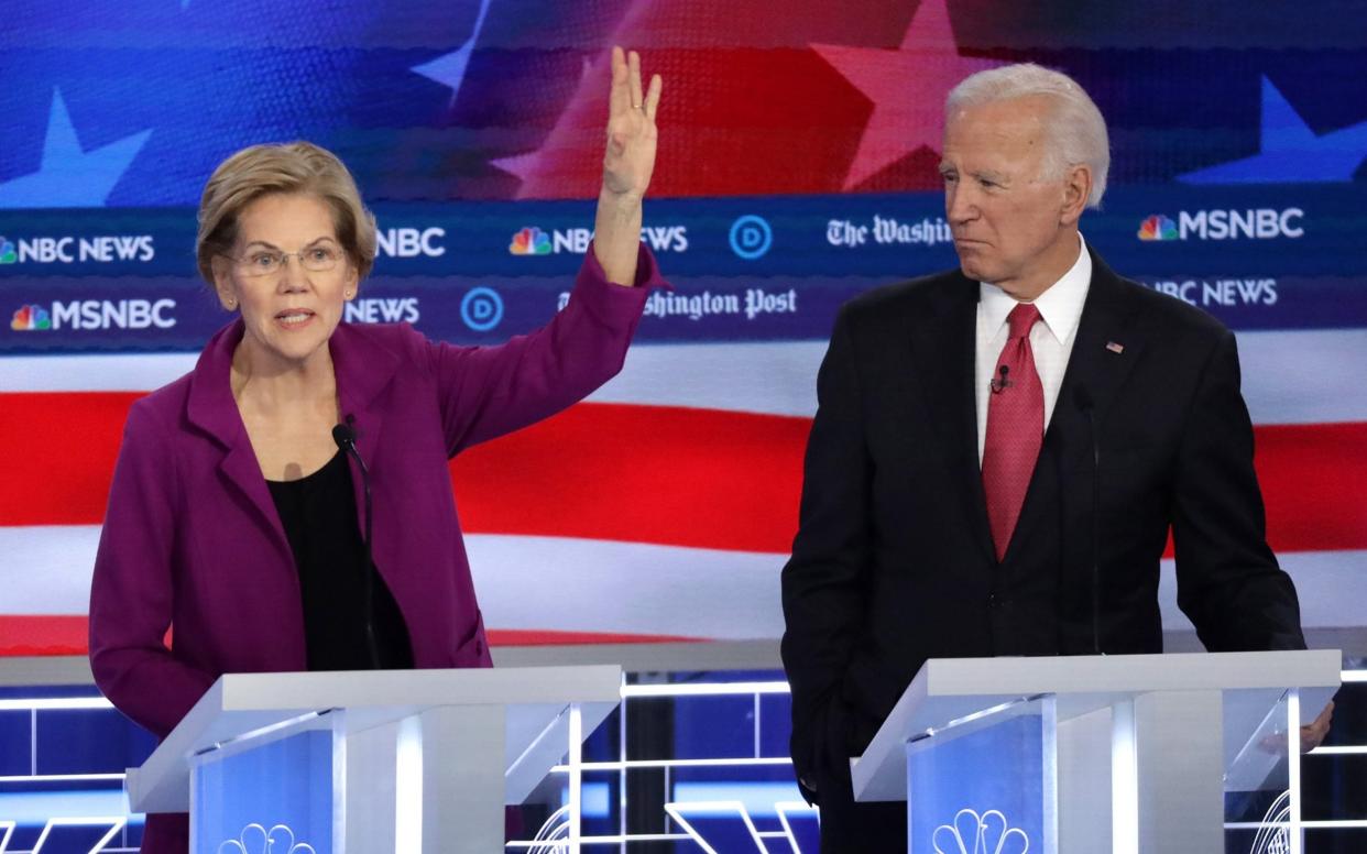 Elizabeth Warren and Joe Biden at the debate - Getty Images North America
